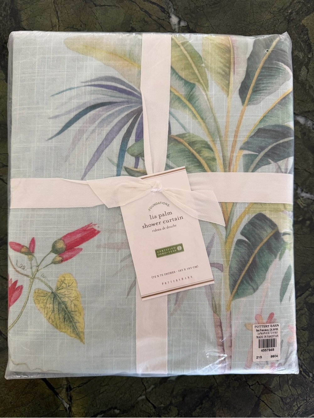 Pottery Barn Aqua Lia Shower Curtain